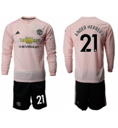 Manchester United #21 Ander Herrera Away Long Sleeves Soccer Club Jersey