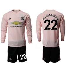 Manchester United #22 Mkhitaryan Away Long Sleeves Soccer Club Jersey