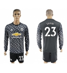 Manchester United #23 Shaw Black Long Sleeves Soccer Club Jersey