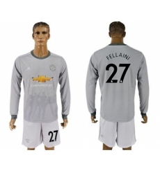 Manchester United #27 Fellaini Sec Away Long Sleeves Soccer Club Jersey