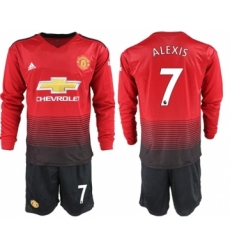 Manchester United #7 Alexis Home Long Sleeves Soccer Club Jersey