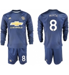 Manchester United #8 Mata Third Long Sleeves Soccer Club Jersey