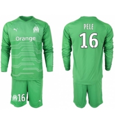 Marseille #16 Pele Green Goalkeeper Long Sleeves Soccer Club Jersey