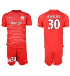 Marseille #30 Mandanda Red Goalkeeper Soccer Club Jersey