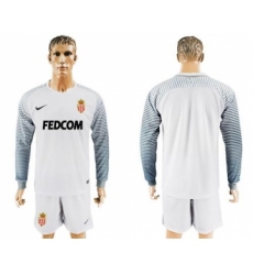 Monaco Blank White Goalkeeper Long Sleeves Soccer Club Jersey