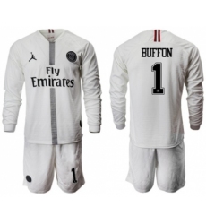 Paris Saint-Germain #1 Buffon White Jordan Long Sleeves Soccer Club Jersey