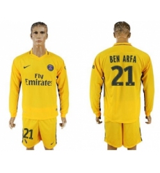 Paris Saint-Germain #21 Ben Arfa Away Long Sleeves Soccer Club Jersey
