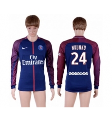 Paris Saint-Germain #24 Nkunku Home Long Sleeves Soccer Club Jersey