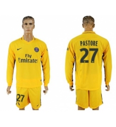 Paris Saint-Germain #27 Pastore Away Long Sleeves Soccer Club Jersey