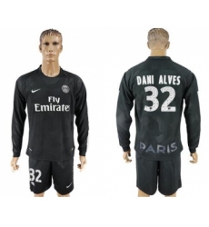 Paris Saint-Germain #32 Dani Alves Sec Away Long Sleeves Soccer Club Jersey