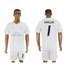 Real Madrid #1 Casillas Marine Environmental Protection Home Soccer Club Jersey