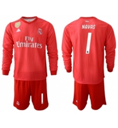 Real Madrid #1 Navas Third Long Sleeves Soccer Club Jersey