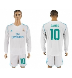 Real Madrid #10 James White Home Long Sleeves Soccer Club Jersey