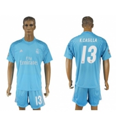 Real Madrid #13 K.Casilla Sky Blue Goalkeeper Soccer Club Jersey