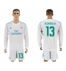 Real Madrid #13 K.Casillas White Home Long Sleeves Soccer Club Jersey