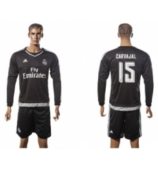 Real Madrid #15 Carvajal Black Long Sleeves Soccer Club Jersey