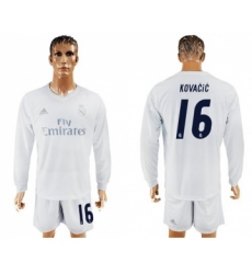 Real Madrid #16 Kovacic Marine Environmental Protection Home Long Sleeves Soccer Club Jersey