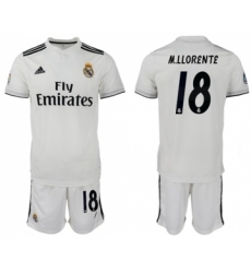 Real Madrid #18 M.LLORENTE White Home Soccer Club Jersey