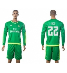 Real Madrid #22 Isco Green Long Sleeves Soccer Club Jersey