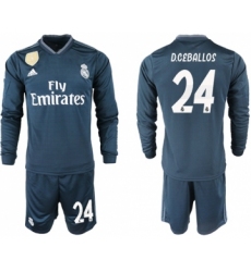 Real Madrid #24 D.Ceballos Away Long Sleeves Soccer Club Jersey