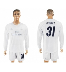 Real Madrid #31 R.Yanez Marine Environmental Protection Home Long Sleeves Soccer Club Jersey