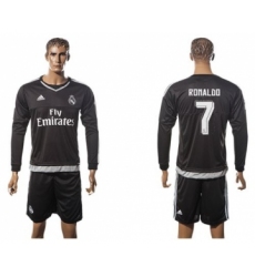 Real Madrid #7 Ronaldo Black Long Sleeves Soccer Club Jersey