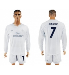 Real Madrid #7 Ronaldo Marine Environmental Protection Home Long Sleeves Soccer Club Jersey