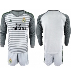 Real Madrid Blank Grey Goalkeeper Long Sleeves Soccer Club Jersey