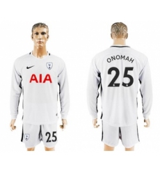 Tottenham Hotspur #25 Onomah Home Long Sleeves Soccer Club Jersey