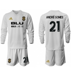 Valencia #21 Andre Gomes Home Long Sleeves Soccer Club Jersey