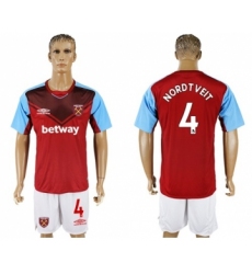 West Ham United #4 Nordtveit Home Soccer Club Jersey