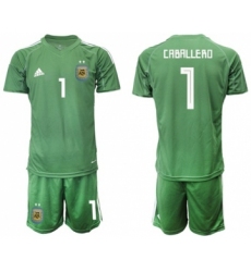 Argentina #1 Caballero Army Green Goalkeeper Soccer Country Jersey