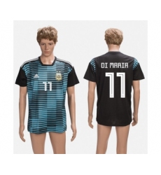 Argentina #11 Di Maria Black Training Soccer Country Jersey