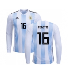 Argentina #16 Perotti Home Long Sleeves Soccer Country Jersey