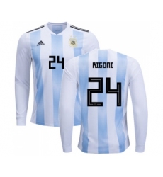 Argentina #24 Rigoni Home Long Sleeves Soccer Country Jersey