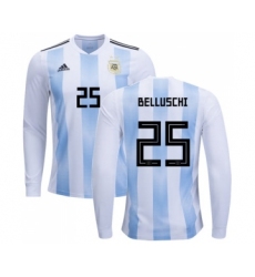 Argentina #25 Belluschi Home Long Sleeves Soccer Country Jersey