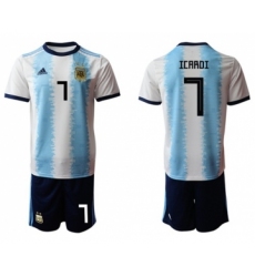 Argentina #7 Icardi Home Soccer Country Jersey