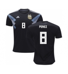 Argentina #8 Perez Away Soccer Country Jersey