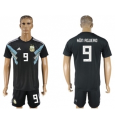 Argentina #9 Kun Aguero Away Soccer Country Jersey