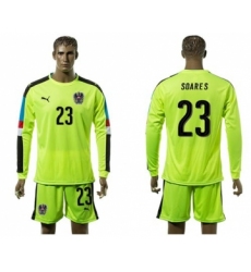 Austria #23 Soares Shiny Green Goalkeeper Long Sleeves Soccer Country Jersey