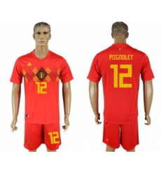 Belgium #12 Mignolet Red Soccer Country Jersey