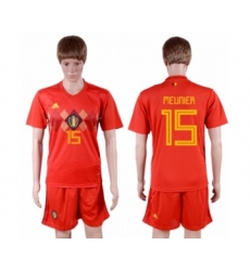 Belgium #15 Meunier Red Soccer Country Jersey