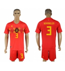 Belgium #3 Vermaelen Red Soccer Country Jersey
