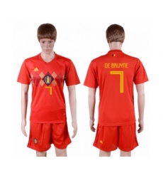 Belgium #7 De Bruyne Red Soccer Country Jersey