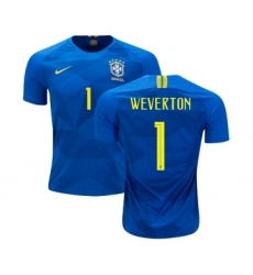 Brazil #1 Weverton Away Soccer Country Jersey
