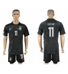 Brazil #11 Oscar Black Soccer Country Jersey