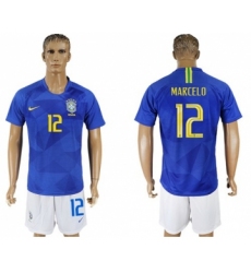 Brazil #12 Marcelo Away Soccer Country Jersey