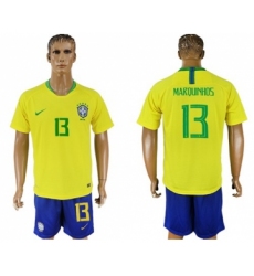 Brazil #13 Marquinhos Home Soccer Country Jersey