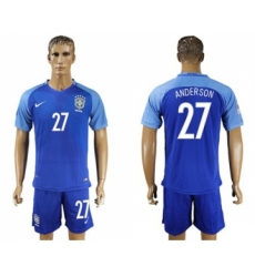 Brazil #27 Anderson Blue Soccer Country Jersey