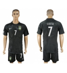 Brazil #7 Costa Black Soccer Country Jersey